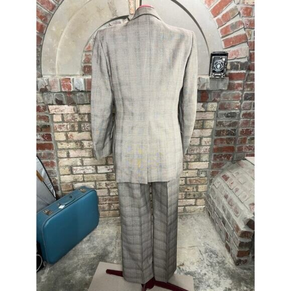 suit 3 piece plaid black brown red 1980s - Picture 15 of 16